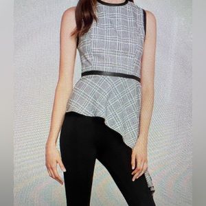 BcBGMaxaria cree neck zigzag peplum sleeveless top